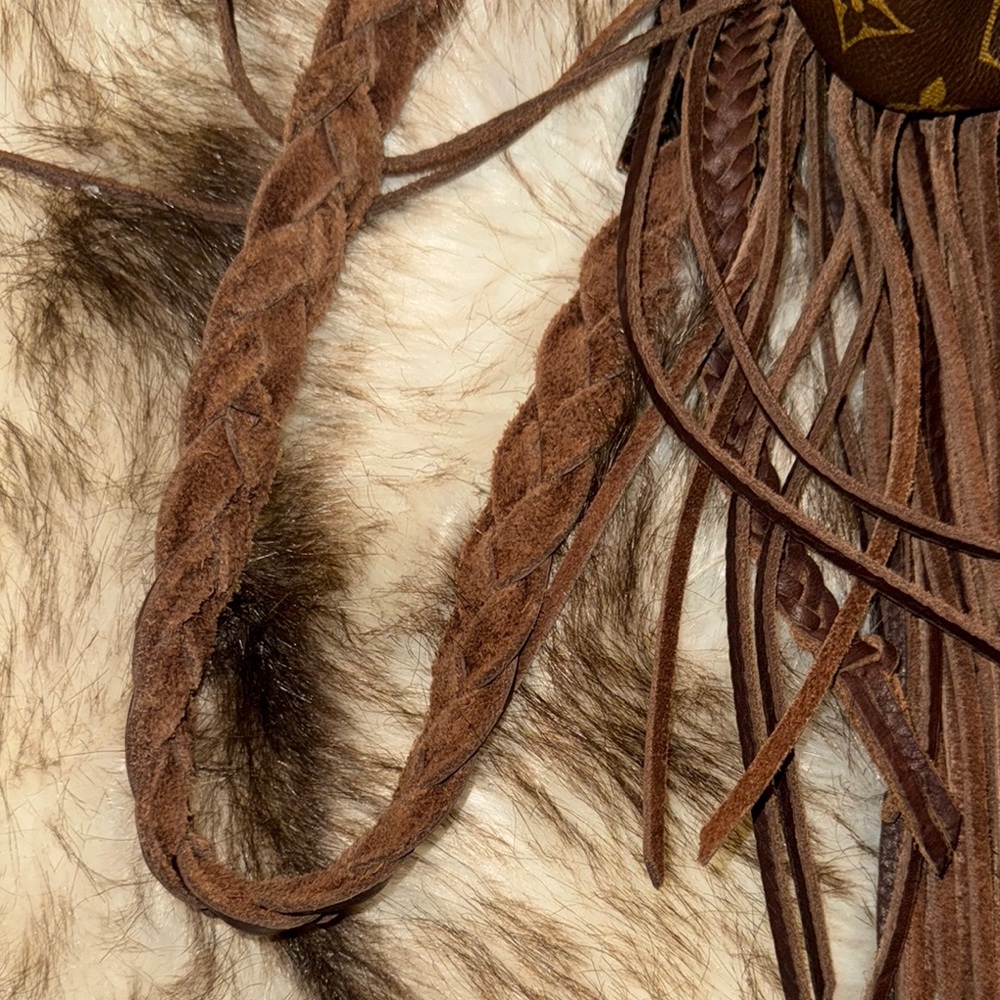 Brown Fringe Designer Crossbody Bag - Picture 7 of 11